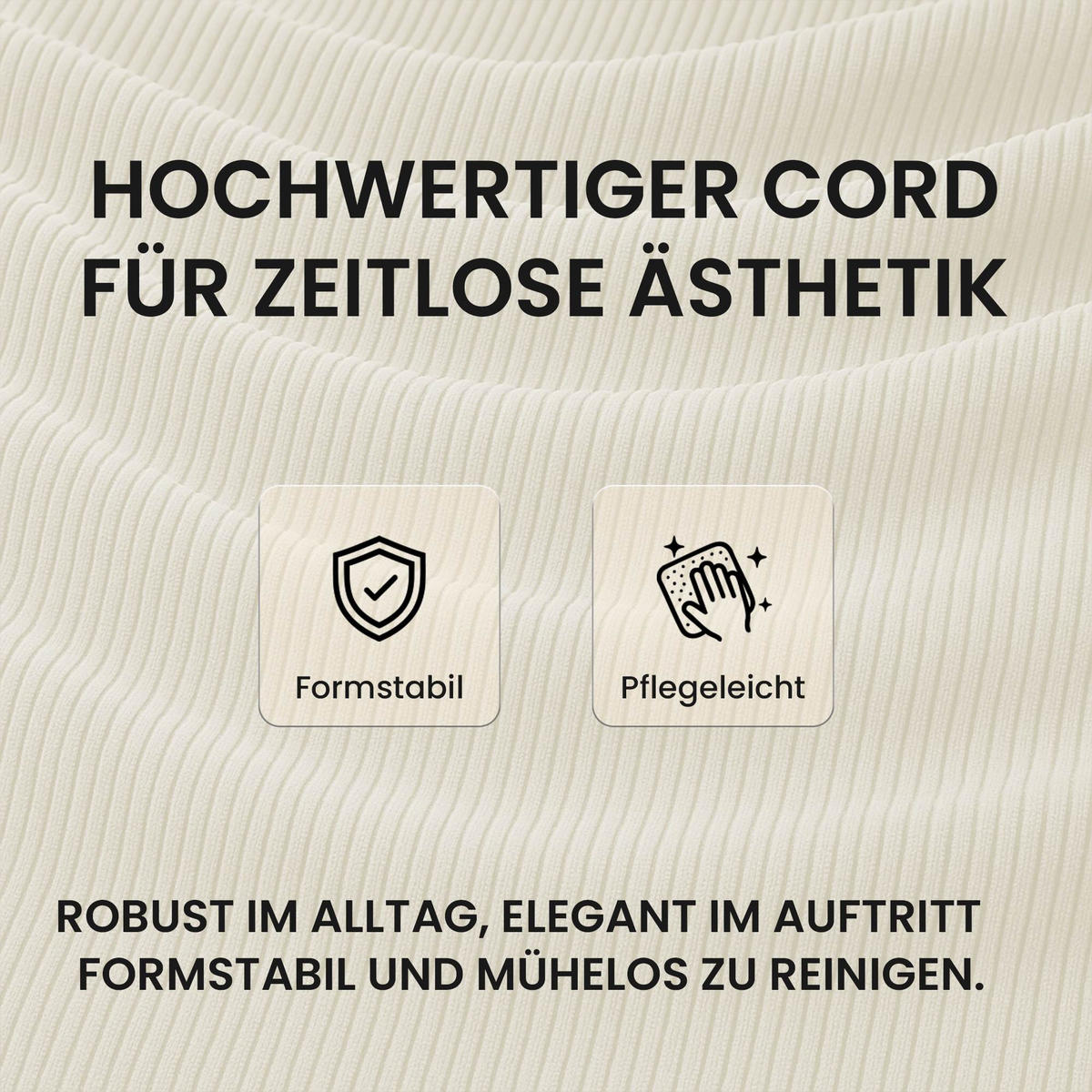 ESSZIMMERSTUHL Cord Creme - Eukalyptusholzfarben/Creme, Holz/Textil (65/82/64cm) - CLP