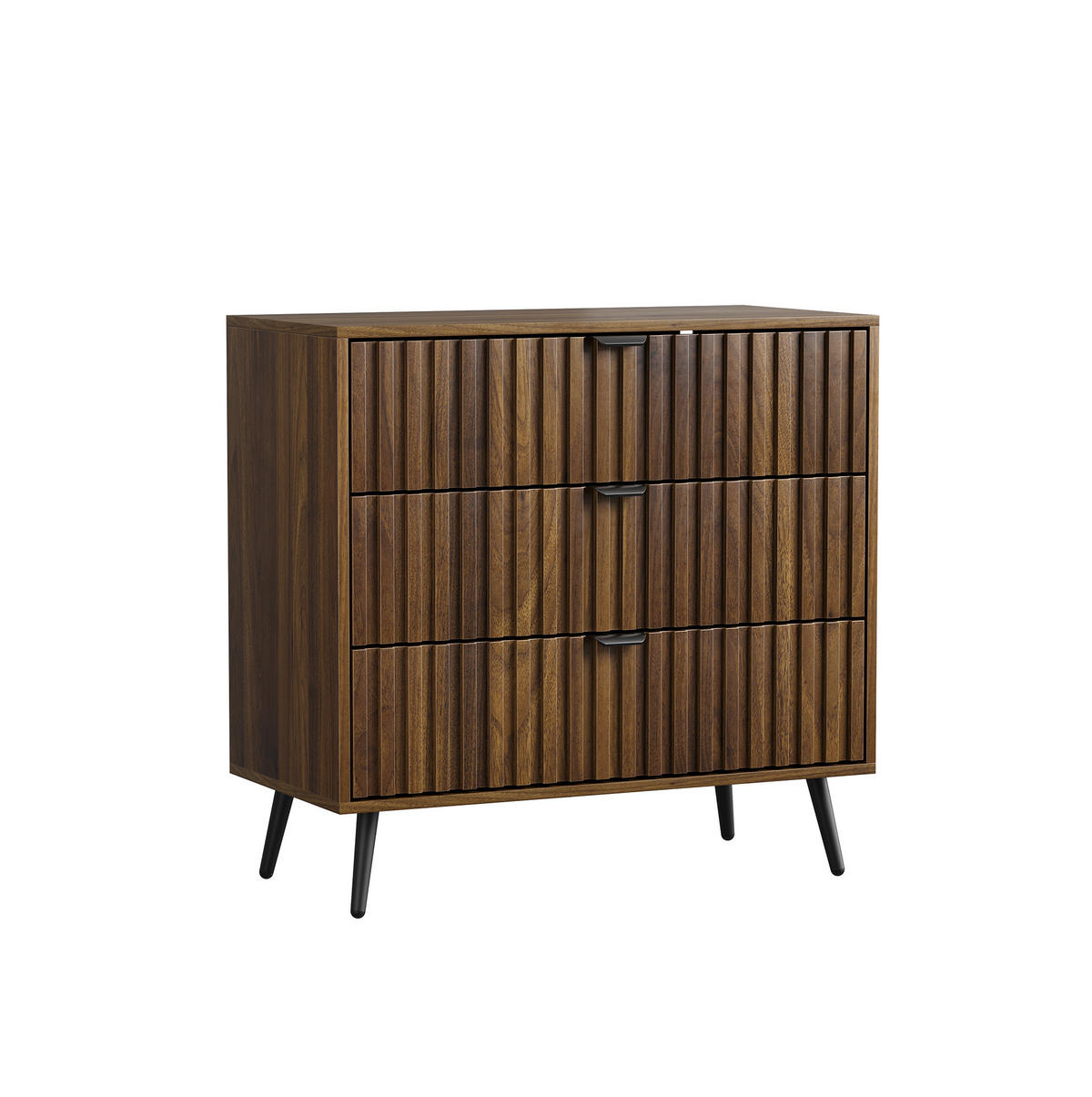 KOMMODE 80/39/78 cm aus MDF mit 3 Schubladen und Metallbeinen Walnuss - Walnussfarben, Holzwerkstoff (80/78/38cm) - Modenvie