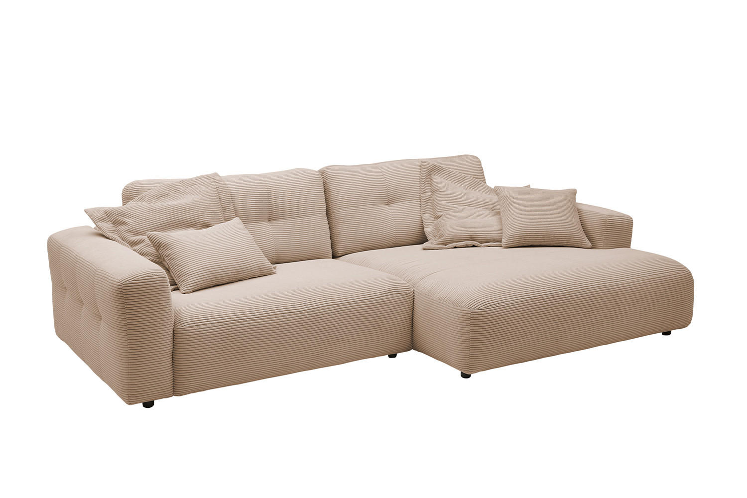 ECKSOFA XL MIKA Taupe Cord - Taupe/Schwarz, Kunststoff/Textil (296/167cm) - KAWOLA