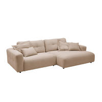 ECKSOFA MIKA Taupe Cord - Taupe/Schwarz, Kunststoff/Textil (276/167cm) - KAWOLA