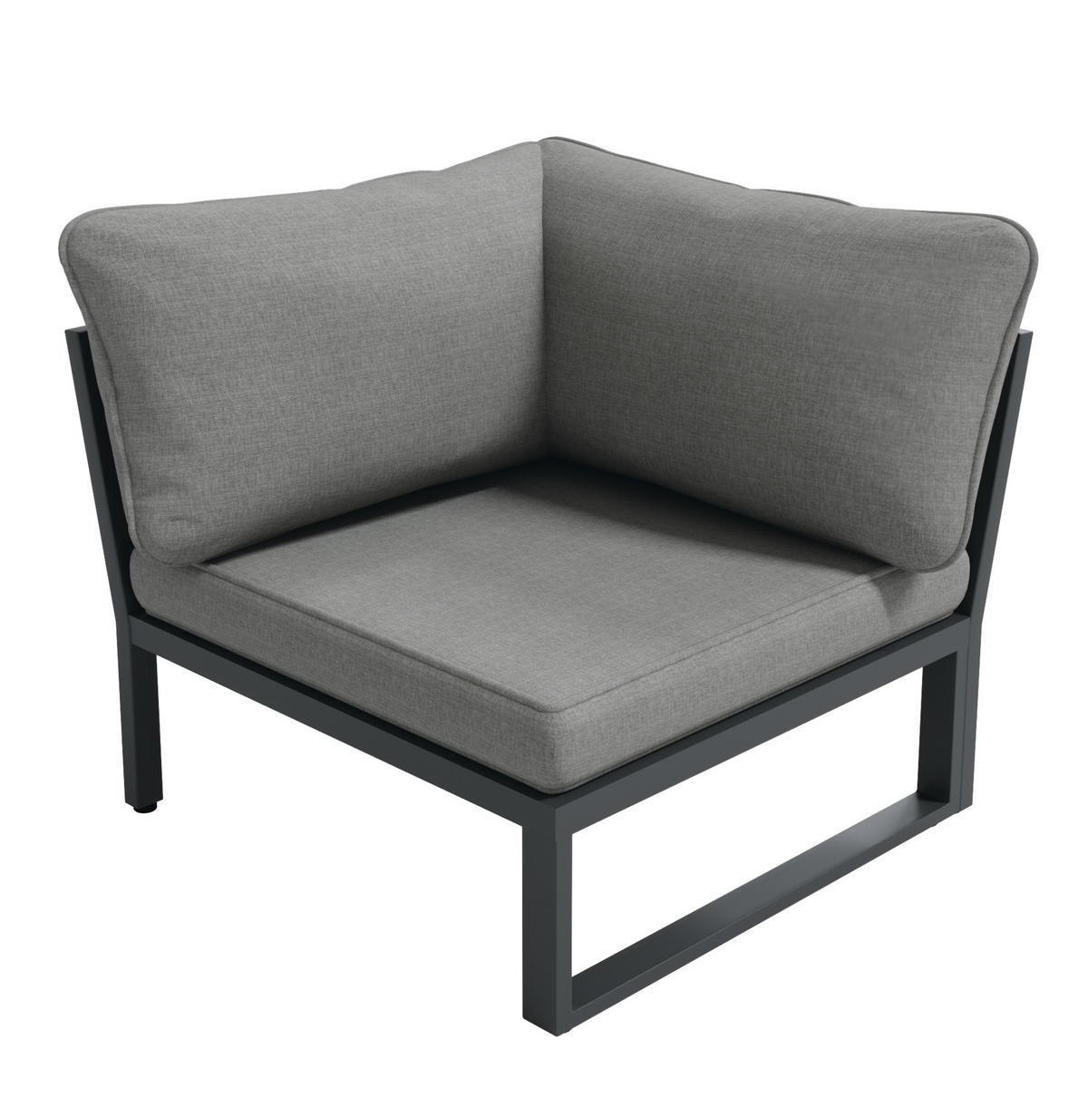 GARTENLOUNGE-SET 185/185/66,5 cm mit verstellbaren Füßen, Seilgeflecht und Polstern, Grau - Grau, Metall - Redom