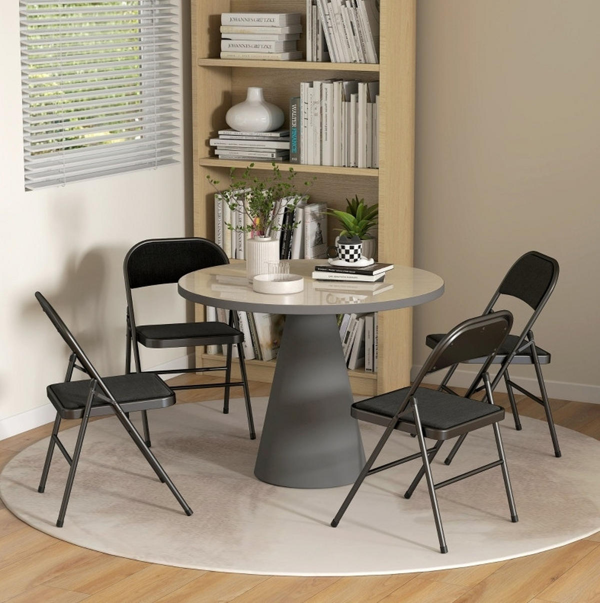 KLAPPSTÜHLE gepolstert 45 x 46 x 78 cm 4er-Set Metall Schwarz - Schwarz, Metall (45/78/46cm) - Meubliv