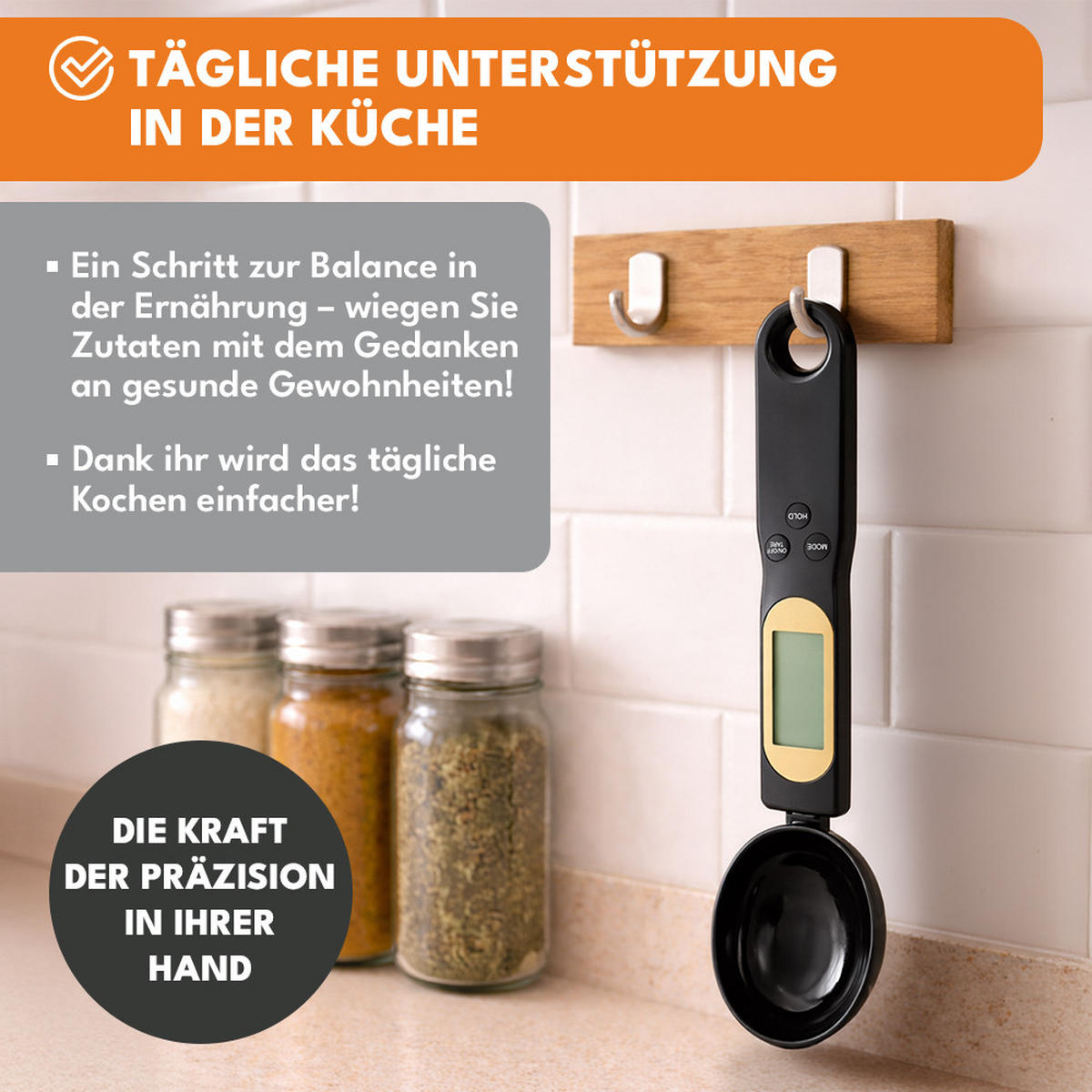 DIGITALE LÖFFELWAAGE Waage Küche - Schwarz, Kunststoff - KRUMAD
