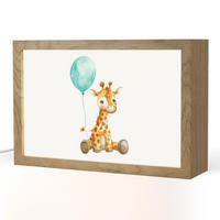 NACHTTISCHLAMPE Giraffe - Baby - Tiere - Blauer Ballon 30x20 cm - Weiß, Holzwerkstoff (8/30/20cm)