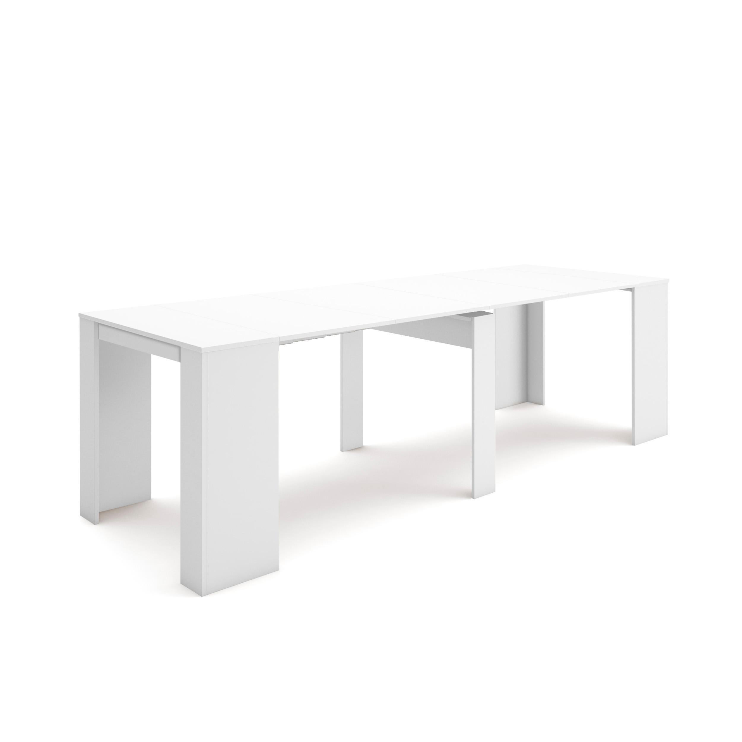 KONSOLENTISCH ausziehbar 58 bis 262cm, für 12 Gäste, weiß, 90/58/77cm - Weiß, Holzwerkstoff (90/262/77cm) - Skraut Home