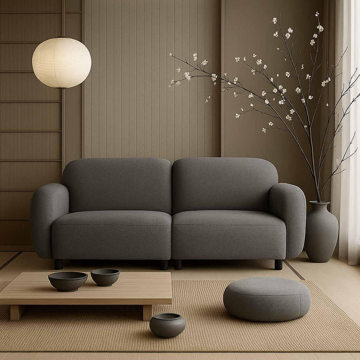 2-SEDEŽNA ZOFANJA Krema bela - krem, tekstil (148/77/79cm) - MCW