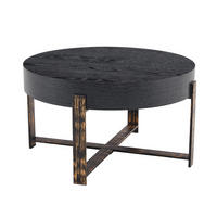 BEISTELLTISCH 68/39 cm in Schwarz mit Kreuzgestell in Holzoptik - Schwarz, Holzwerkstoff (68/68/39cm) - BEAOK