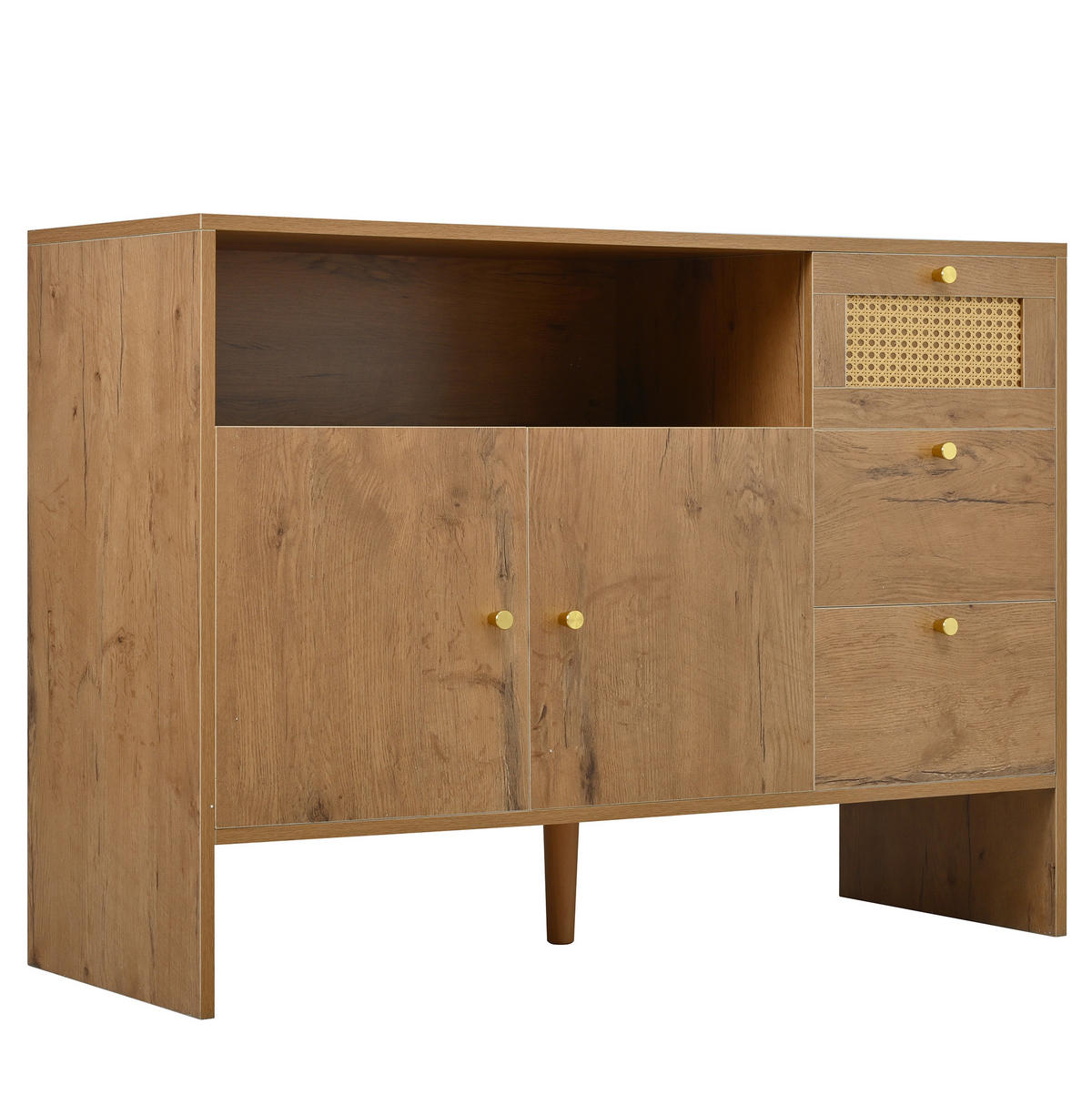 SIDEBOARD 105/40/76 cm natur aus Spanplatte mit Rattanfronten - Naturfarben, Holzwerkstoff (105/76/40cm) - OKWISH