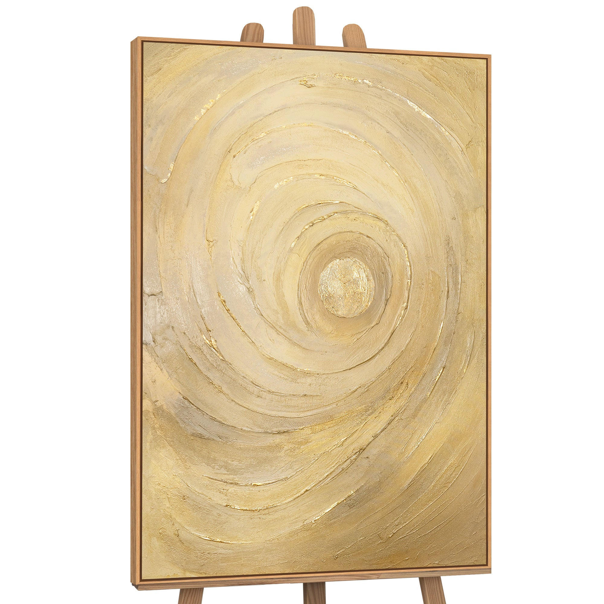 GEMÄLDE Kreise der Zeit Schattenfugenrahmen Eichefarben 120x80 cm - Eichefarben, Holz (120/80cm) - YS-art gallery