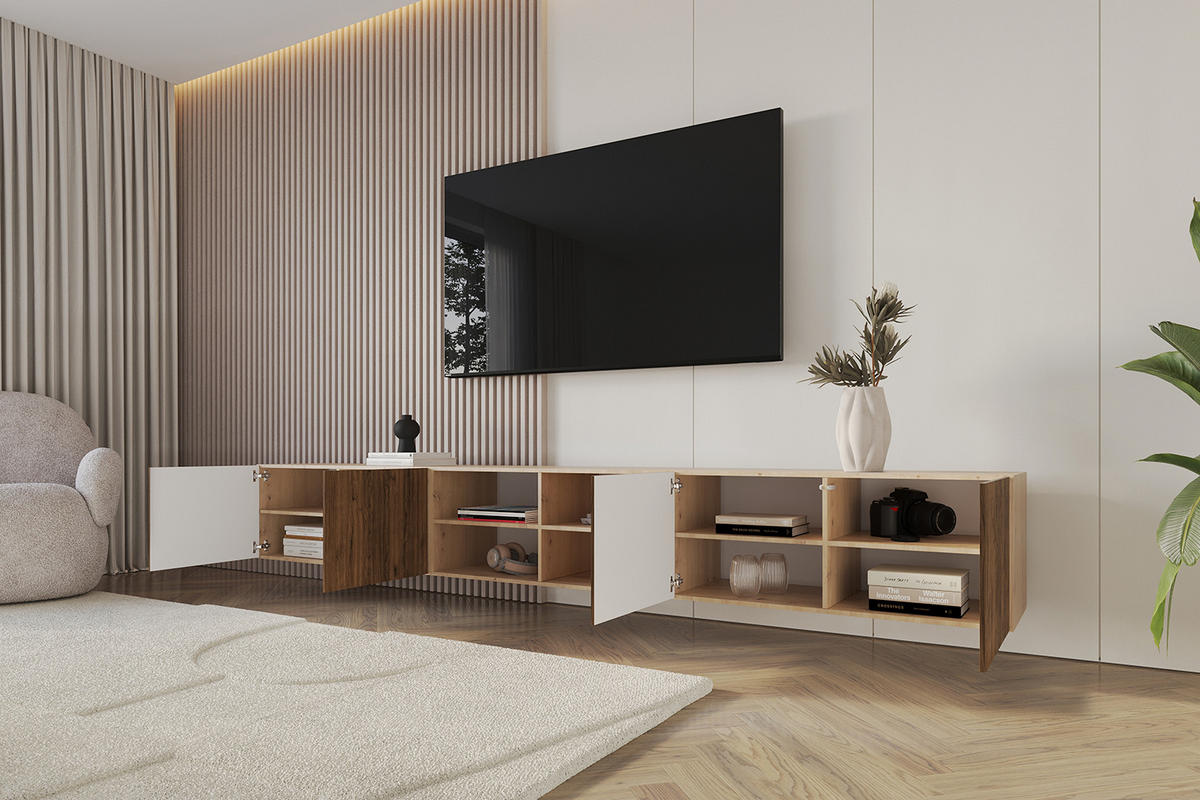 LOWBOARD NOA-2-W 3x100x40x41 cm - Artisan / Katania - Eiche Wotan, Holzwerkstoff (300/40/41cm) - ALTDECOR