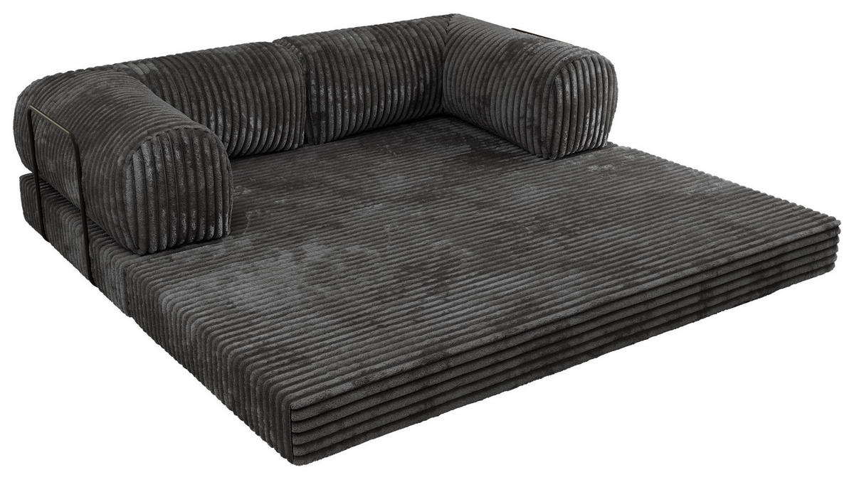 TROJMIESTNA POHOVKA ORSETTO - Sivá Manšester - čierna/sivá, kov/textil (200/70/100cm) - MKS