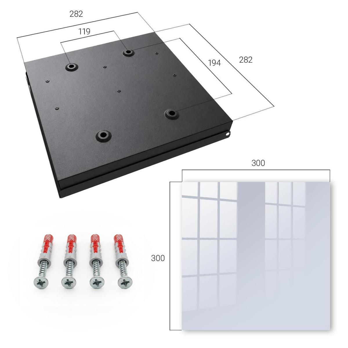 SCHLÜSSELBOX Schwarz 30x30 cm- Türöffnung nach rechts - Graublau - Grau, Metall (30/30/5cm) - TULUP