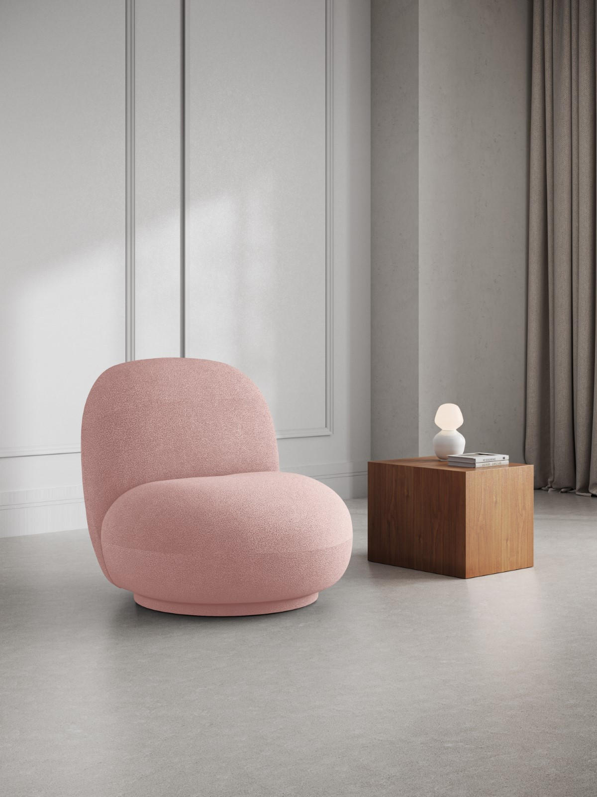 DREHSESSEL Chuck aus Boucle puderrosa - Pink, Textil (77/80/78cm) - Micadoni