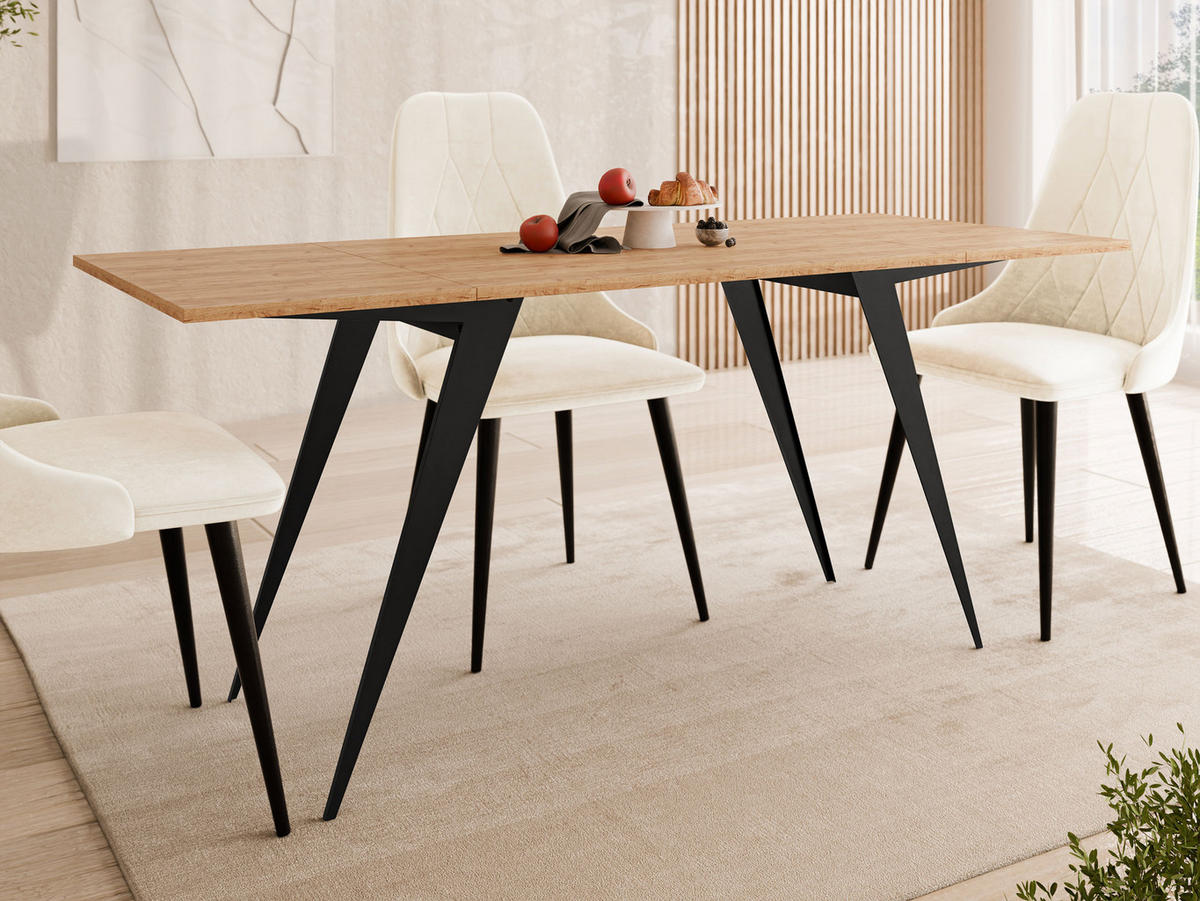 2-IN-1 COUCHTISCH UND ESSTISCH Xena - Eichefarben/Schwarz, Holzwerkstoff/Metall (70/90/45cm) - MIRJAN24