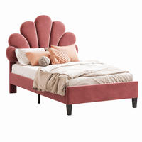 KINDERBETT 90x200 cm mit höhenverstellbarem Kopfteil,Samtstoff - Rot, Metall (90/200cm) - PARAFTA HOME
