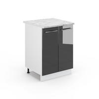 KÜCHENUNTERSCHRANK Fame-Line Anthrazit Hochglanz 60 cm, AP Marmor - Schwarz Hochglanz/Anthrazit, Holzwerkstoff (60/82/60cm) - Vicco
