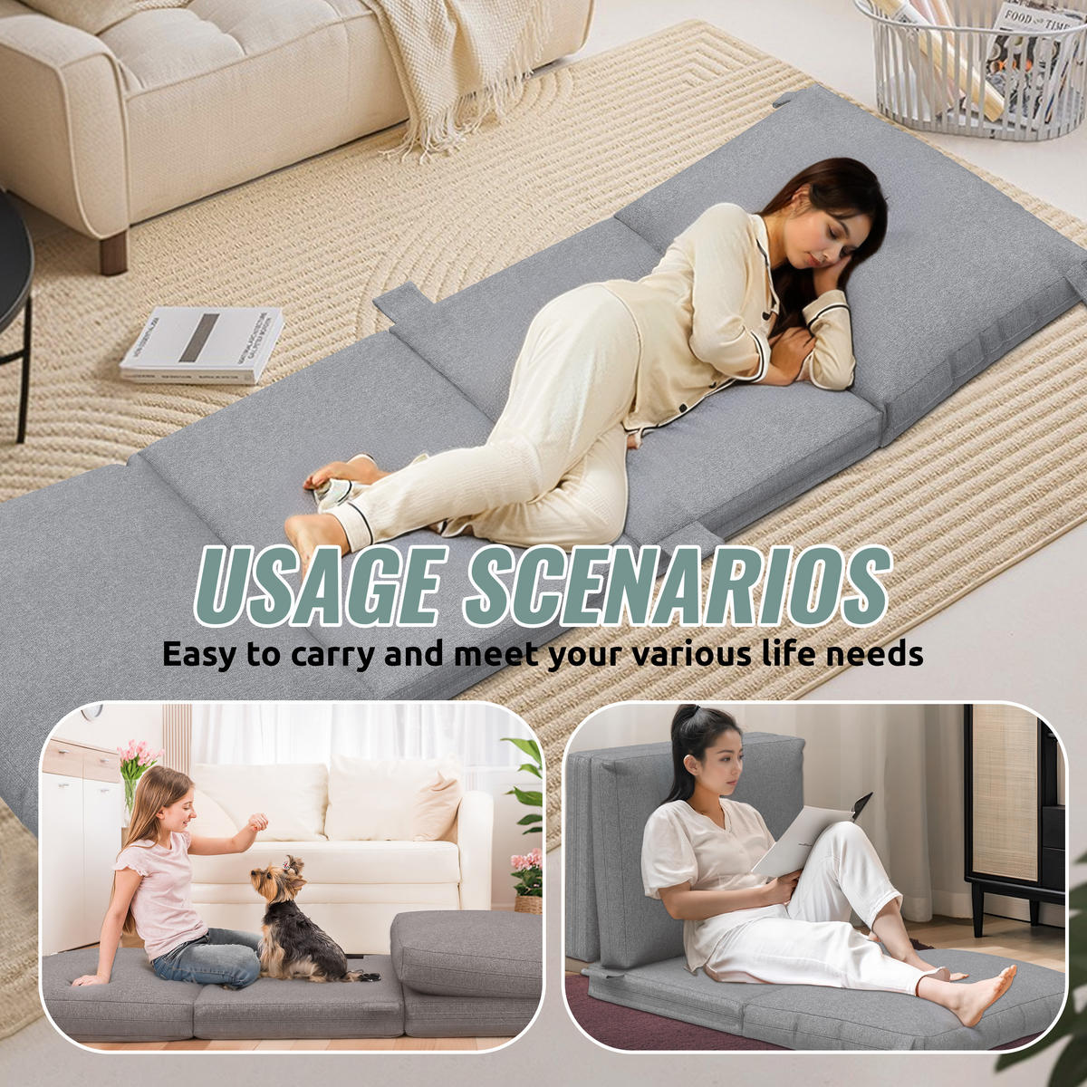 SITZSACK-SCHLAFSOFA grau - Grau, Textil (100/12/280cm) - Vercart