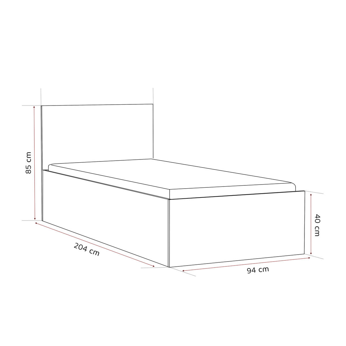 BETT SIMPLE 90/200 cm Bettkasten, ohne Matratze, Sonoma Eiche - Sonoma Eiche, Holz/Holzwerkstoff (90/200cm) - Idohome