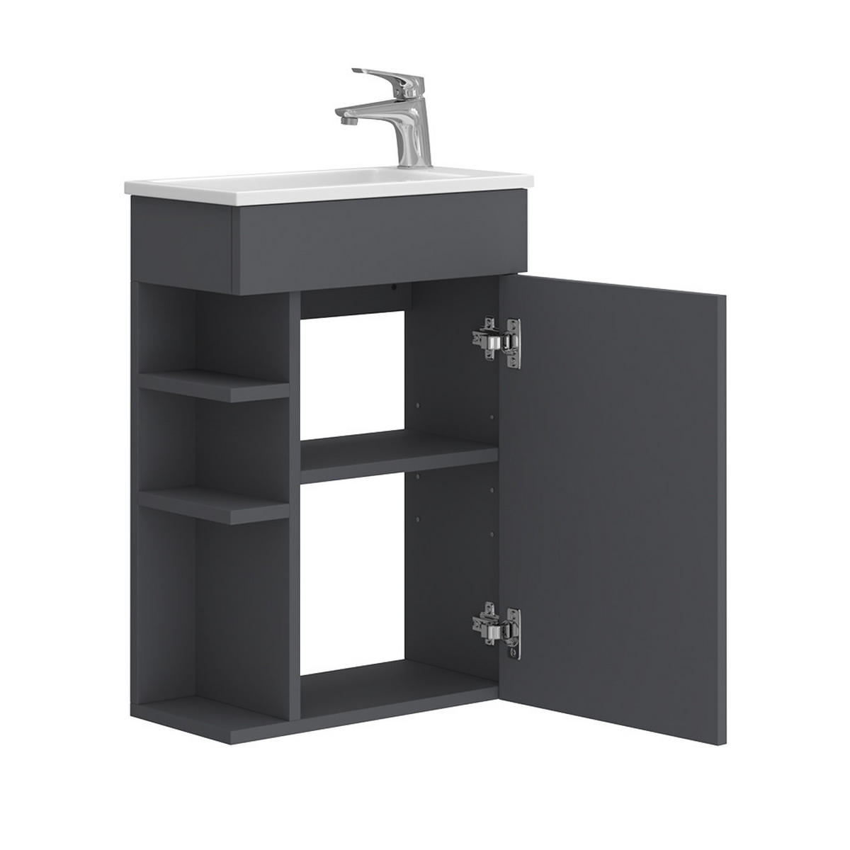 BADMÖBEL-SET Amadeo Anthrazit 2 Teile, mit Waschbecken - Anthrazit, Holzwerkstoff (50/70/25cm) - Vicco
