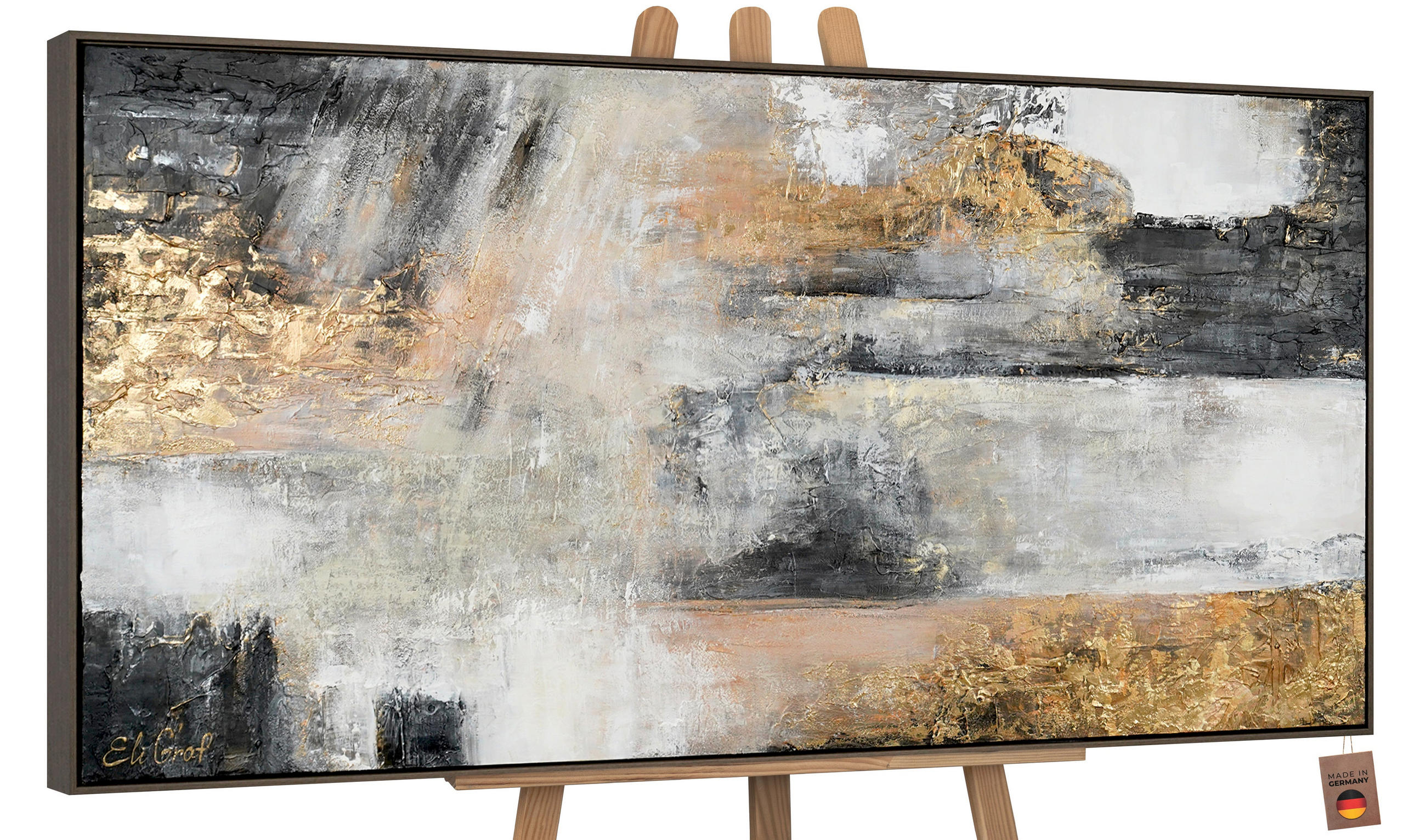 GEMÄLDE Farbmagie Schattenfugenrahmen Schwarz 140x70 cm - Schwarz, Holz (140/70cm) - YS-art gallery