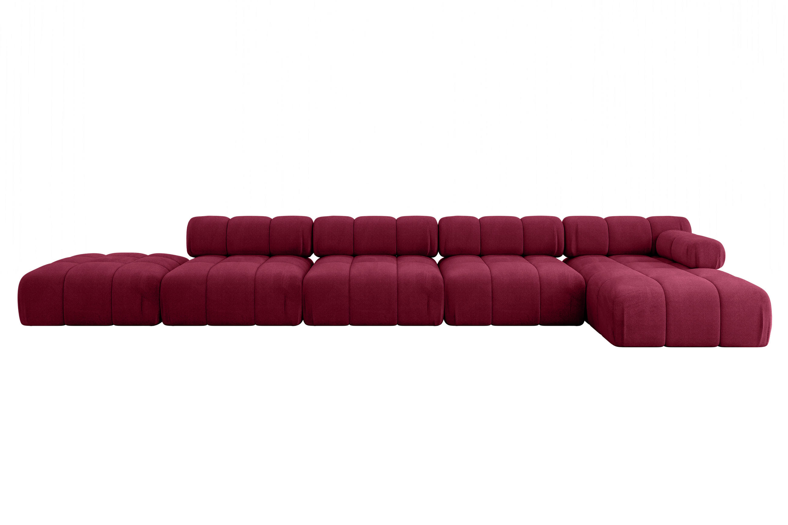 ECKSOFA modulares Sofa Lizur-L3 - 475x160x70 cm Bordeauxrot Velours - Bordeaux, Holzwerkstoff/Textil (475/160cm) - ALTDECOR