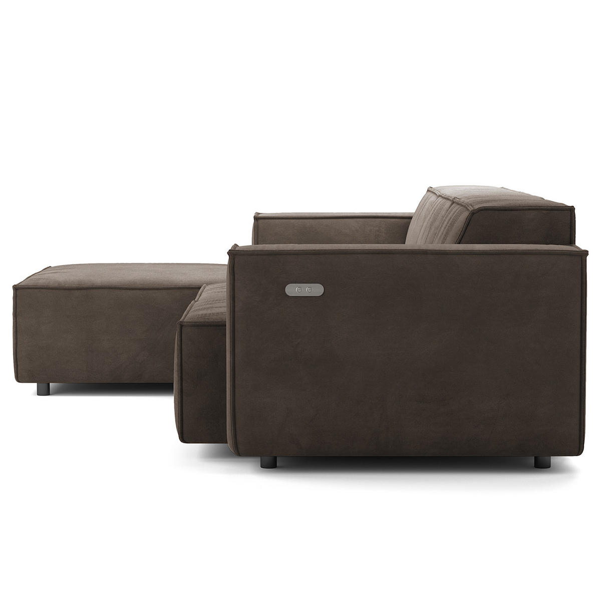 ECKSOFA mit Longchair - Taupe/Schwarz, Kunststoff/Textil (260/177cm) - home24