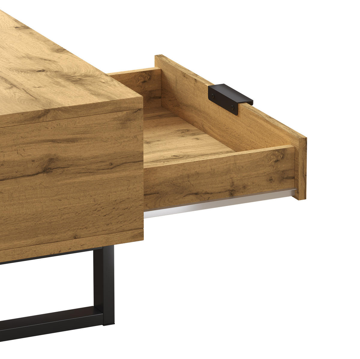 COUCHTISCH 100/50/40 cm mit Schublade und 3 offenen Fächern, Holzfarben/Schwarz - Naturfarben, Holzwerkstoff (100/50/40cm) - Redom