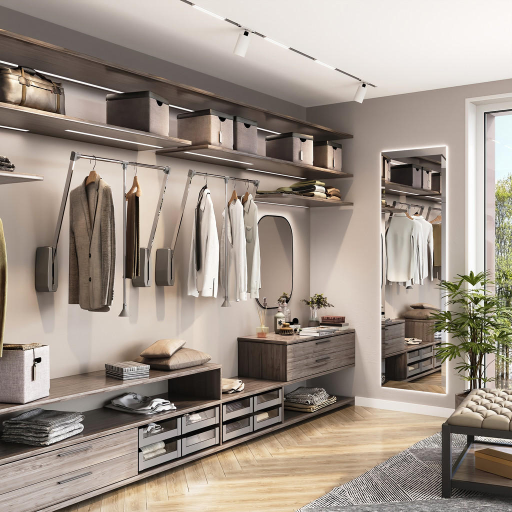 Thumbnail - Emuca Kleiderlift, Chrom, Metall, 83x85x85 cm, Schlafzimmer, Kleiderschränke, Schrankzubehör