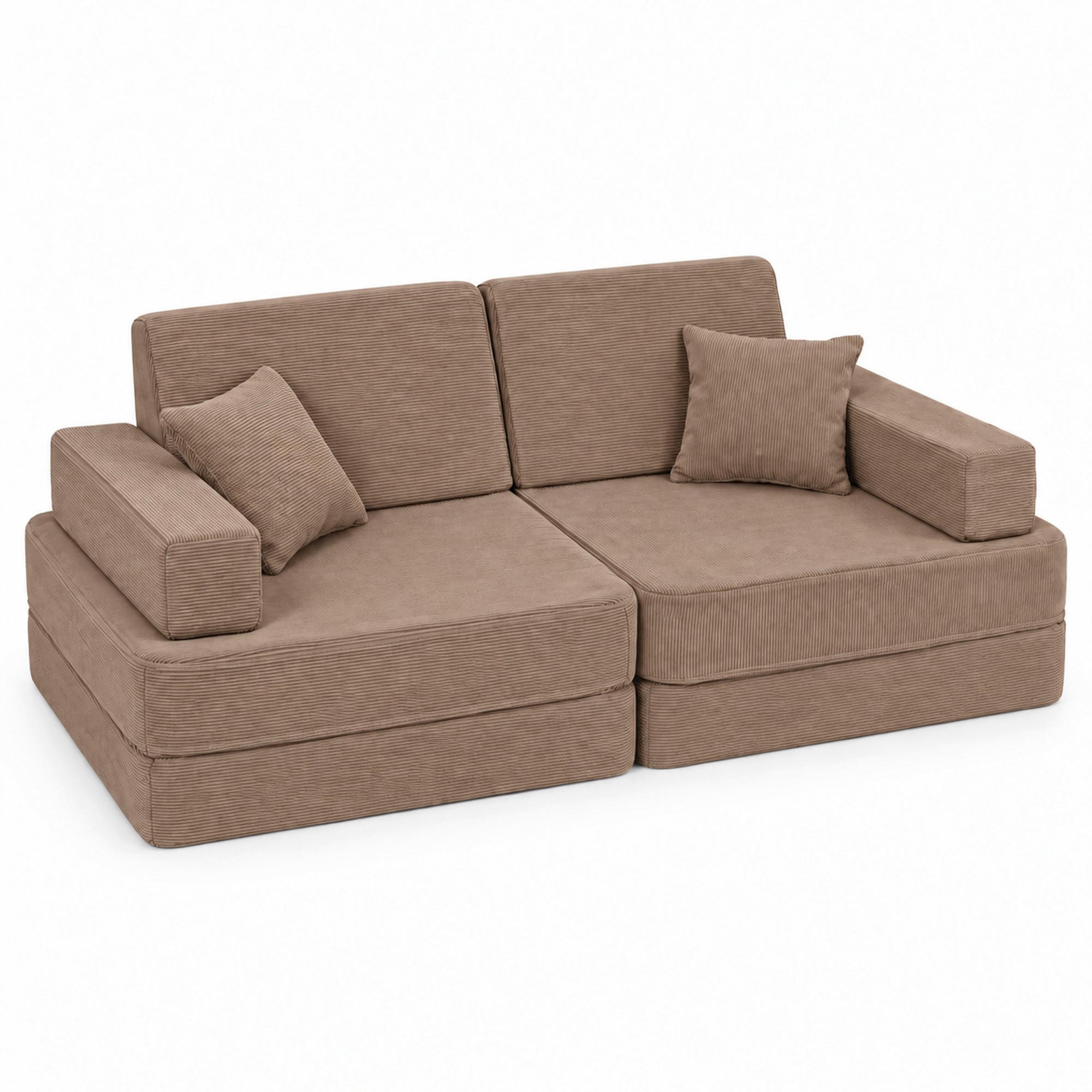 KINDERSOFA Cordsamt Braun - Braun, Textil (160/24/80cm) - AngeLove
