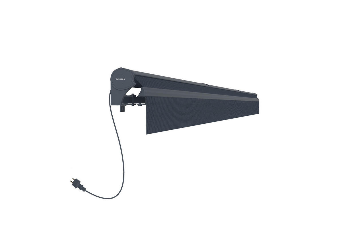 HALBKASSETTENMARKISE Fazzio Graue 5m x 3m motorisierte - Premium-Leinwand 320g/m² - Grau, Metall (500/270/300cm) - Cazeboo