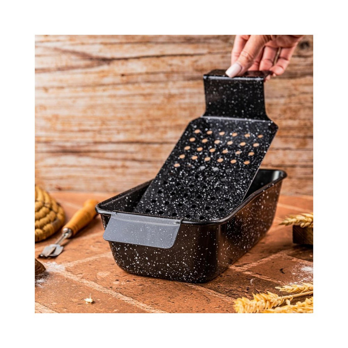 BROTBACKFORM 24x13,5cm mit Einsatz KH1953 - Schwarz, Metall (13.5/7/24cm) - Kinghoff 