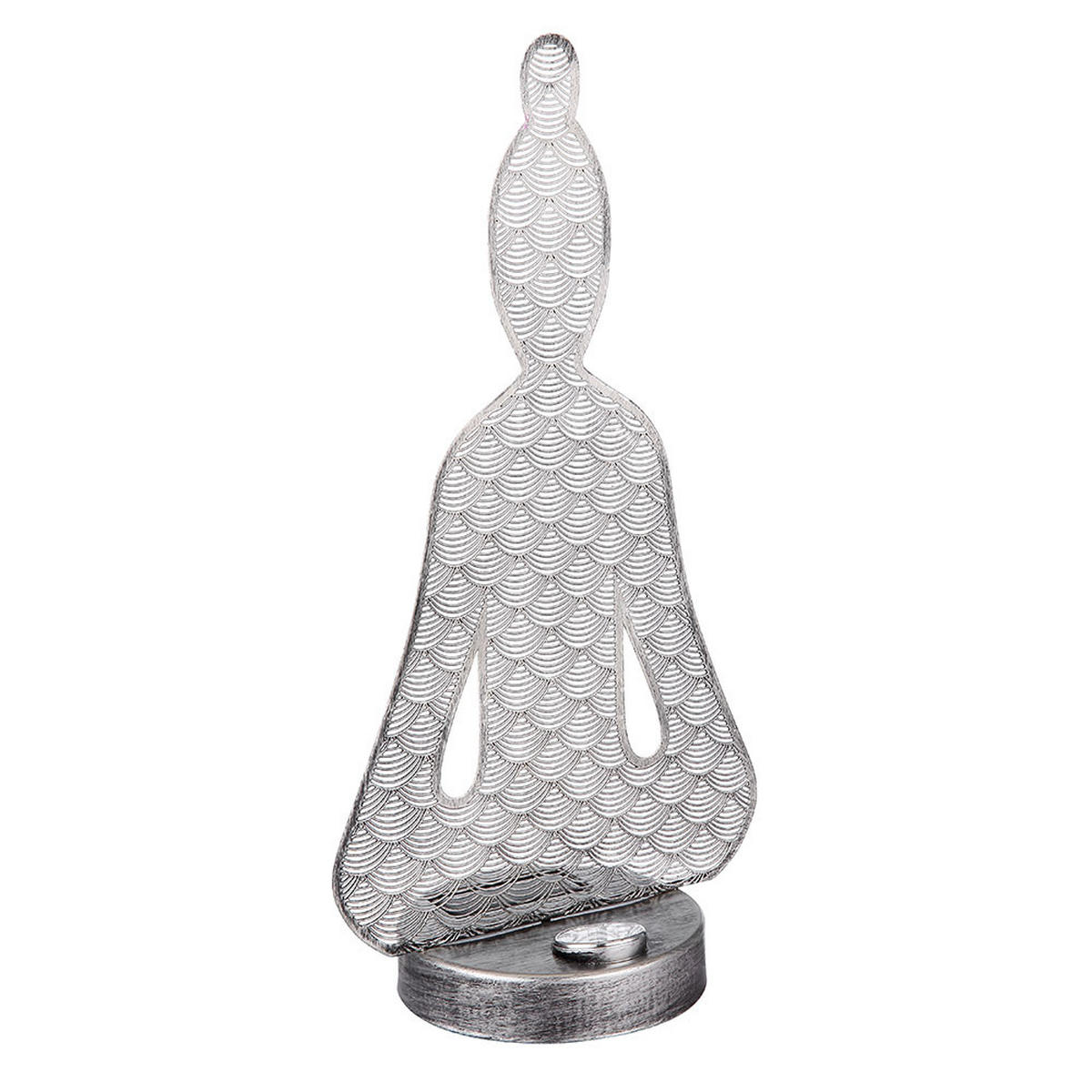 LED AUSSENLEUCHTE Buddha Silber Metall - Silberfarben, Metall (19/12/36cm)