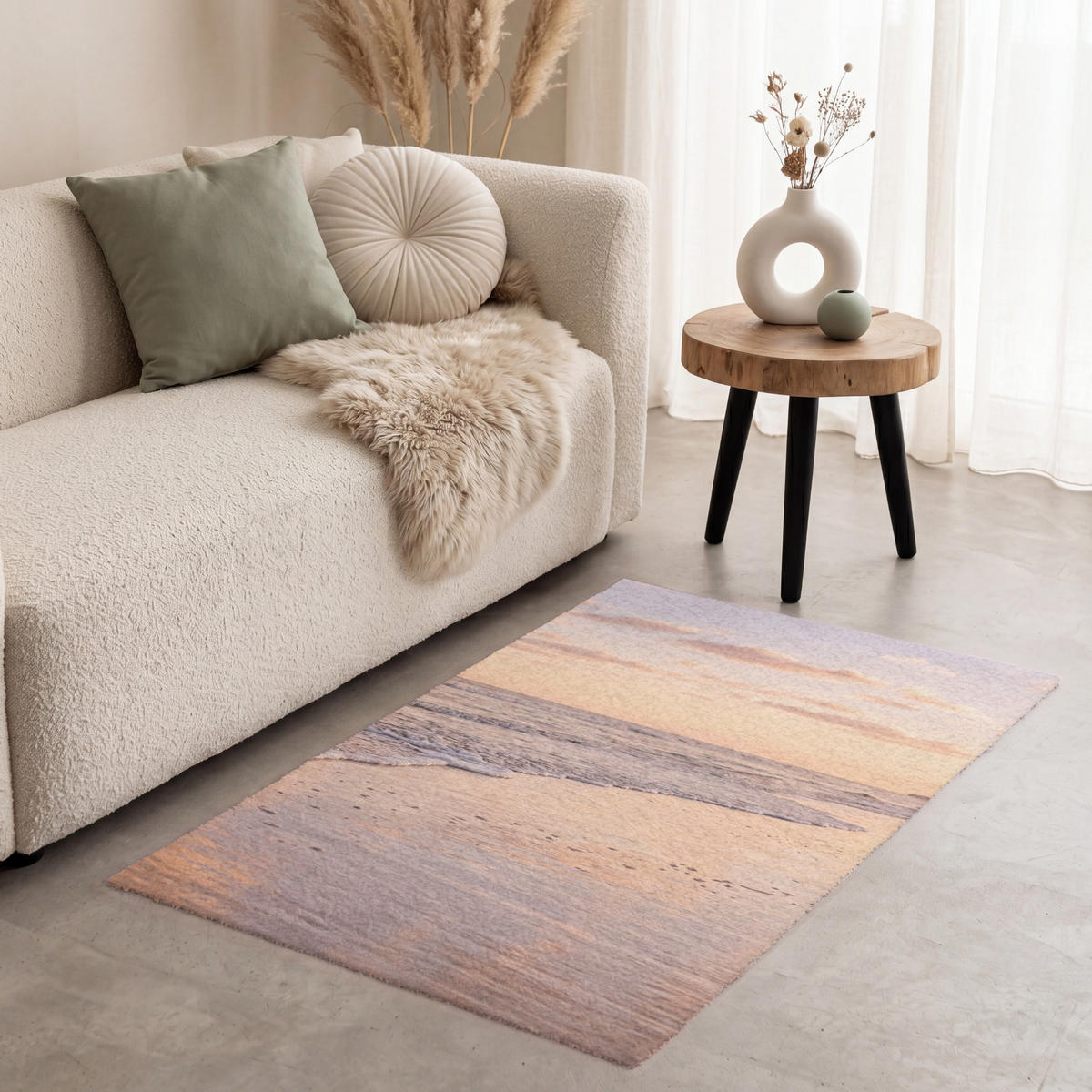 KOBERCE - Pláž - Príboj - Oblaky - 80x120 cm - svetloružová, textil/plast (80/0.4cm) - OnlyWow