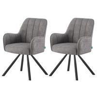 ESSZIMMERSTUHL THOMAS-ELLA 2er-Set 180°drehbar - Schwarz/Grau, Textil (58/87/62cm) - DUBI Möbel