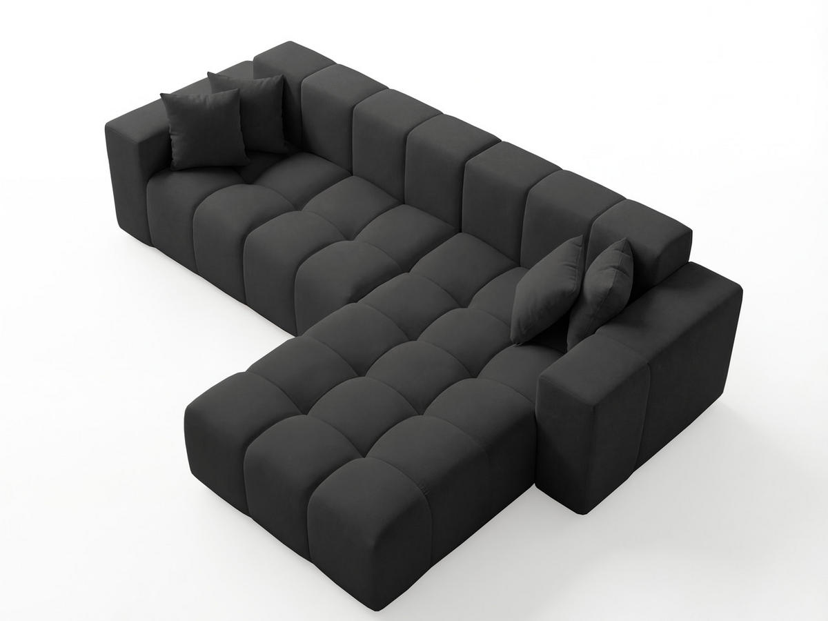 ECKSOFA Loopo Schwarz Rechts - Schwarz, Holz/Textil (265/180cm) - Graingold