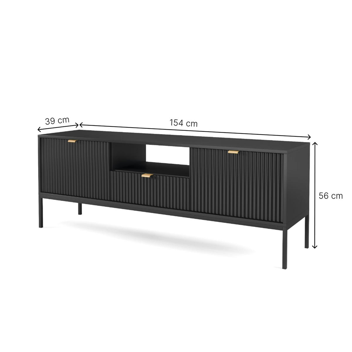 TV-SCHRANK Font 154x56x39 cm - Lowboard mit Stauraum - Tv Ständer aus Laminierter Spanplatte - Grün - Grün, Holzwerkstoff (154/56/39cm) - Chilly