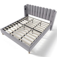 POLSTERBETT 180/200 cm DE-00673, in Grau, USB-C und Lattenrost - Grau, Holz (180/200cm) - ComfortXL