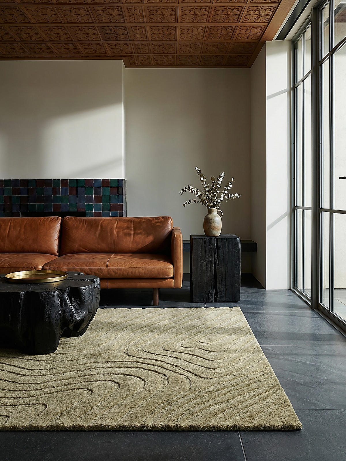 WOLLTEPPICH Wellen Abstrakt, Wohnzimmer Olivegrün Rechteckig 120x170 - Grün, Textil (170/120cm) - KADIMA DESIGN
