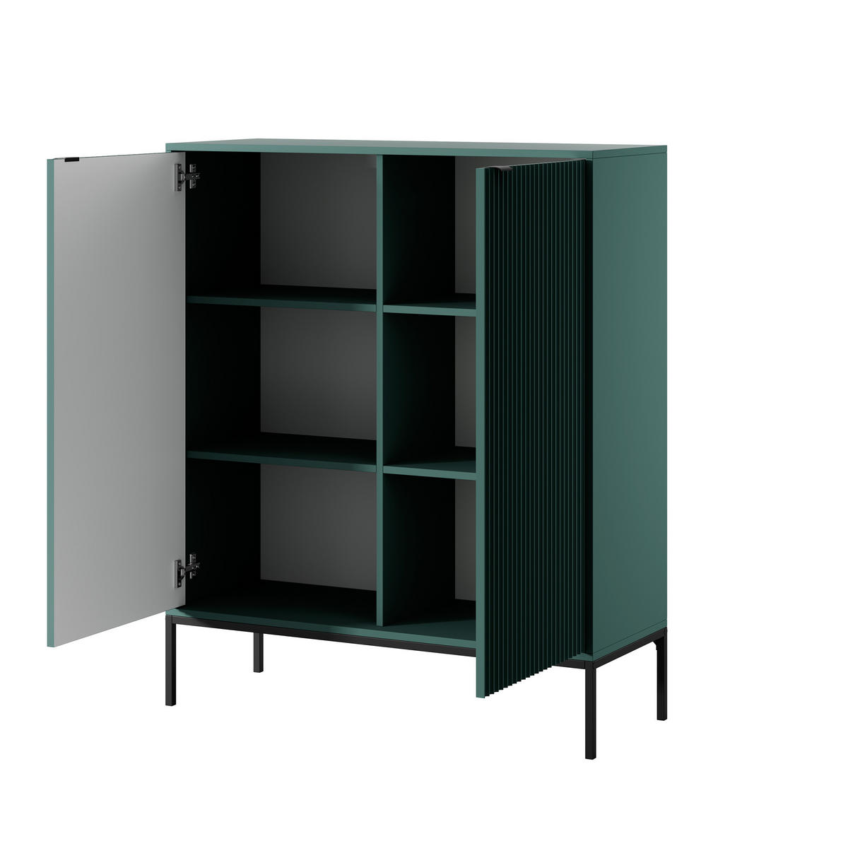 HIGHBOARD STELLARE 104/125/39 cm mit 2 Türen Hellgrün - Schwarz/Hellgrün, Holzwerkstoff (104/125/39cm) - MASSENO