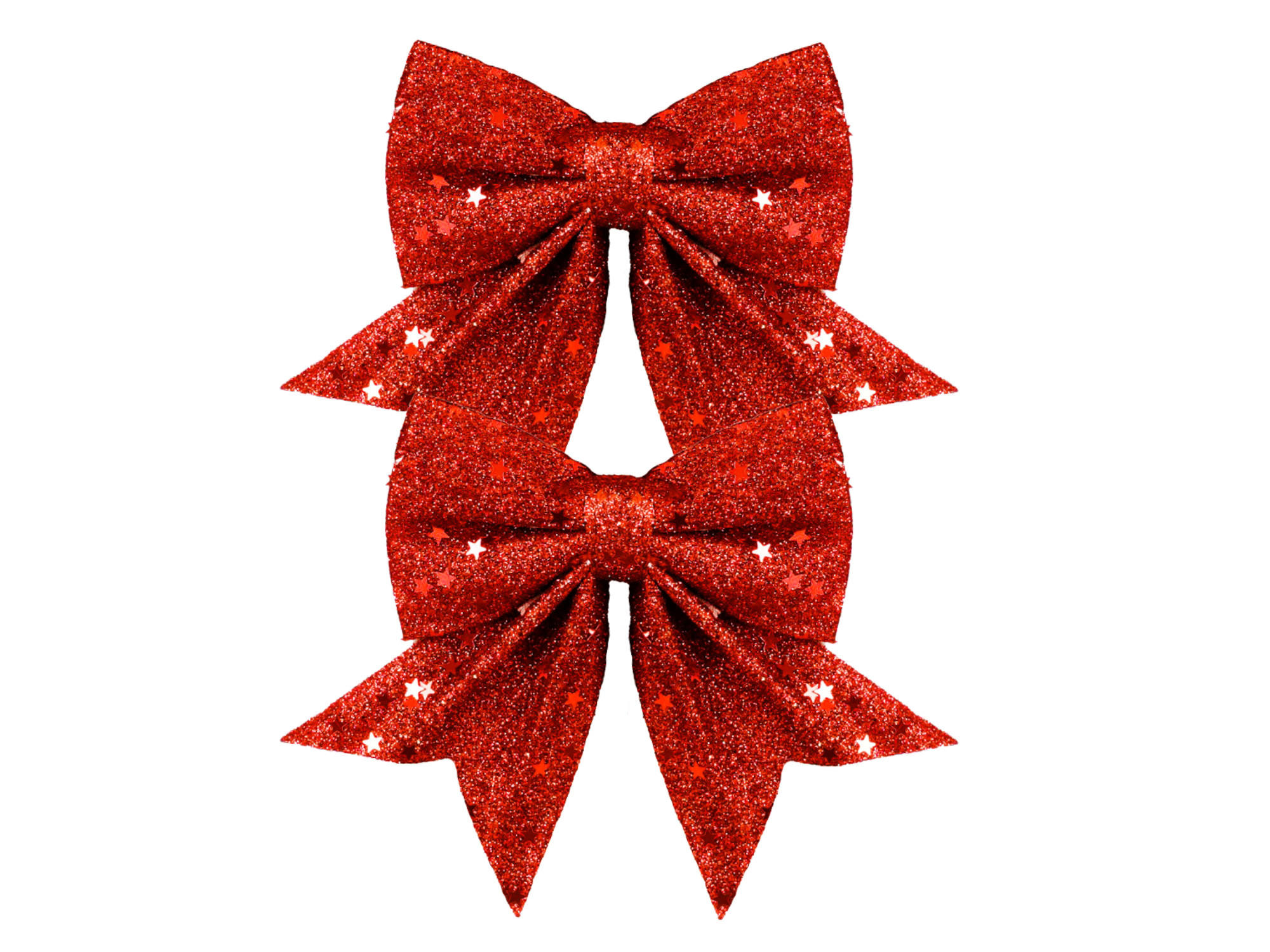 WEIHNACHTSSCHLEIFEN-SET 2-teilig Rot, 12 × 13 cm, Stoff - Rot, Kunststoff (12/13/1cm) - LAALU