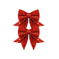 WEIHNACHTSSCHLEIFEN-SET 2-teilig Rot, 12 × 13 cm, Stoff - Rot, Kunststoff (12/13/1cm) - LAALU
