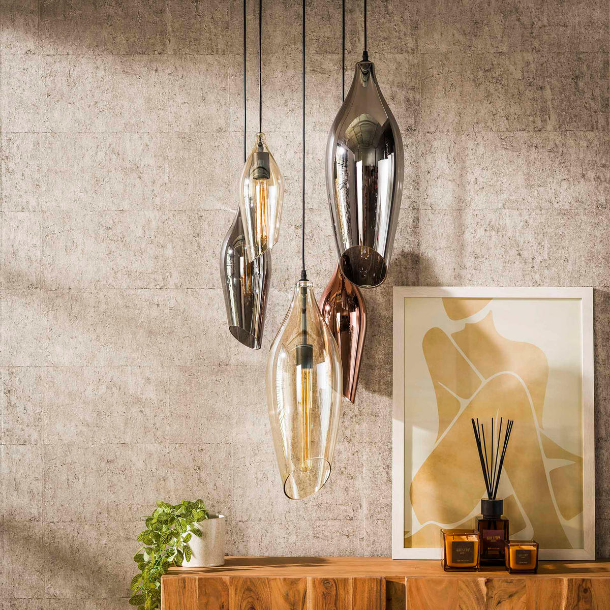 HÄNGELEUCHTE Cocoon Schwarz 60/60/ 180 cm - Schwarz, Glas (60/60/180cm) - Hoyz Collection