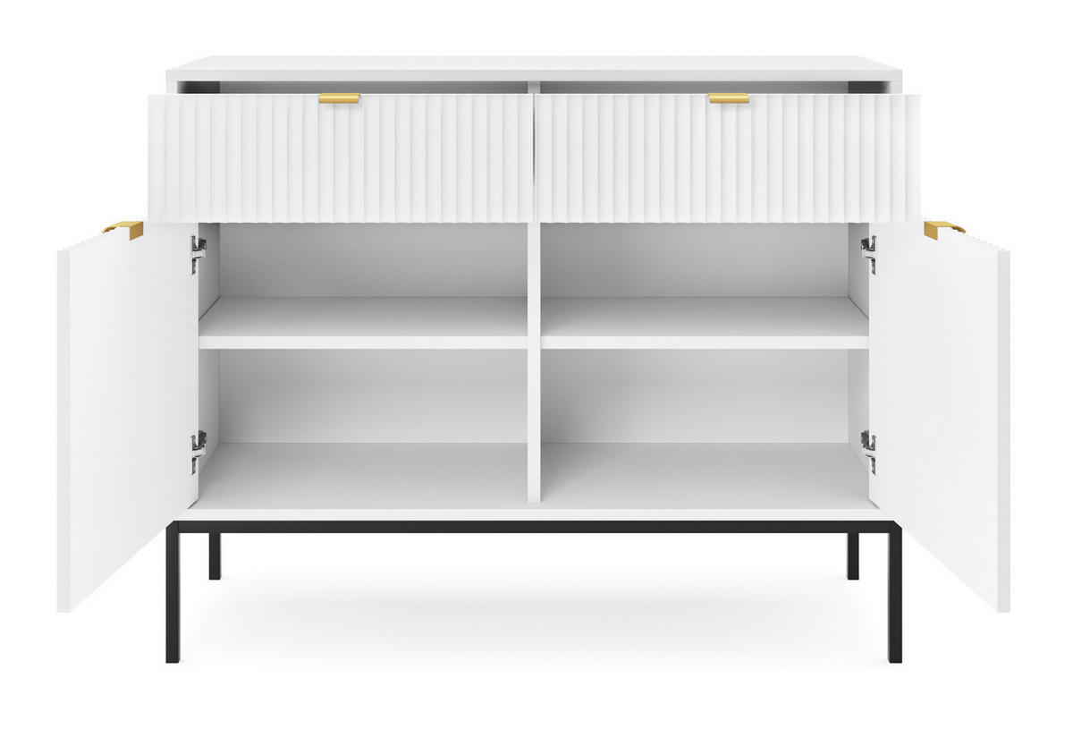 SIDEBOARD Vellore Weiß 104 cm - Goldfarben/Schwarz, Holzwerkstoff/Metall (104/83/39cm) - Selsey
