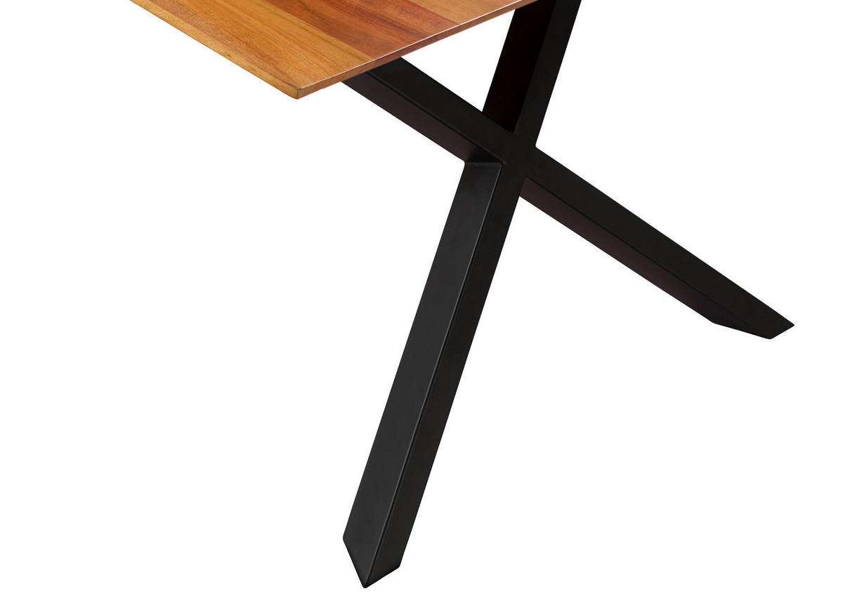 ESSTISCH Akazie 160x90x75 natur lackiert / ausgestellte X-Beine anthrazit matt SWISS EDGE - Naturfarben, Holz (160/90/75cm) - Massivmoebel24