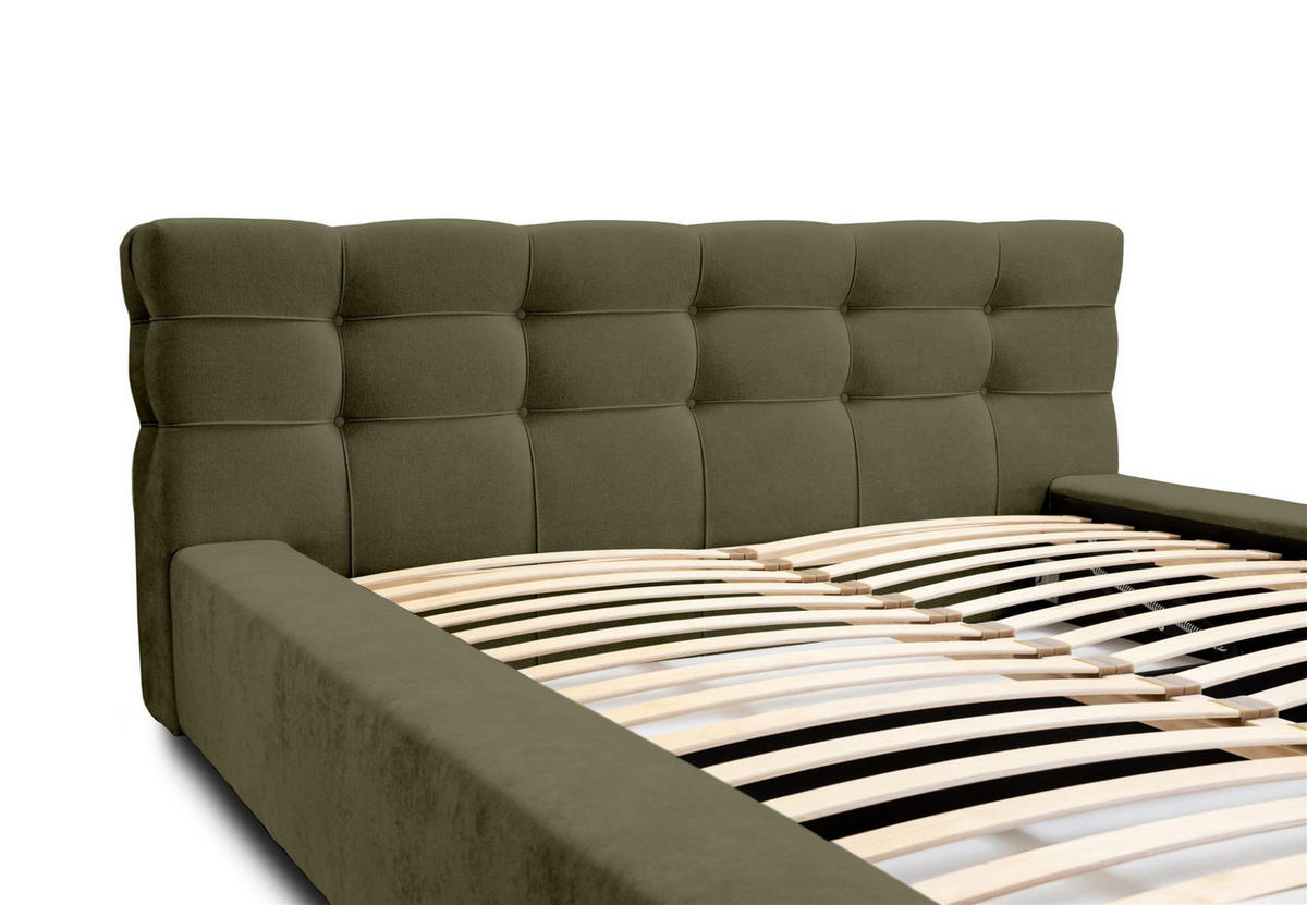 POLSTERBETT Antonio Stoff Ditra - Grün, Holzwerkstoff/Textil (160/200cm) - Fun Möbel