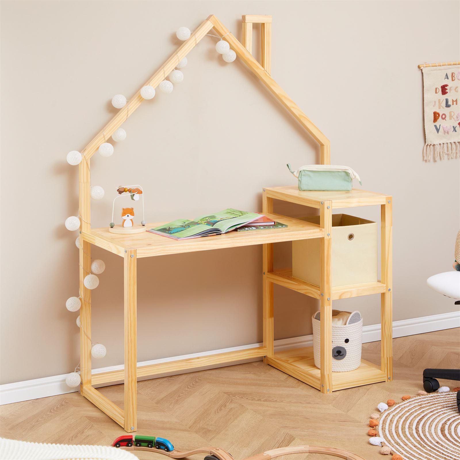 KINDERSCHREIBTISCH NIVIA - Naturfarben, Holz (120/162/50cm) - IDIMEX