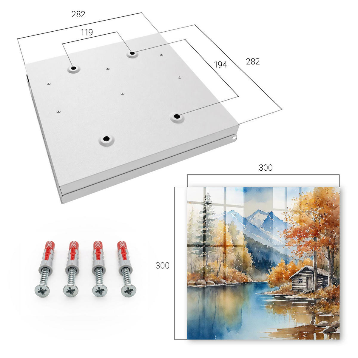 SCHLÜSSELBOX Weiß 30x30 cm – Türöffnung nach rechts - Bergherbst - Orange, Metall (30/30/5cm) - TULUP
