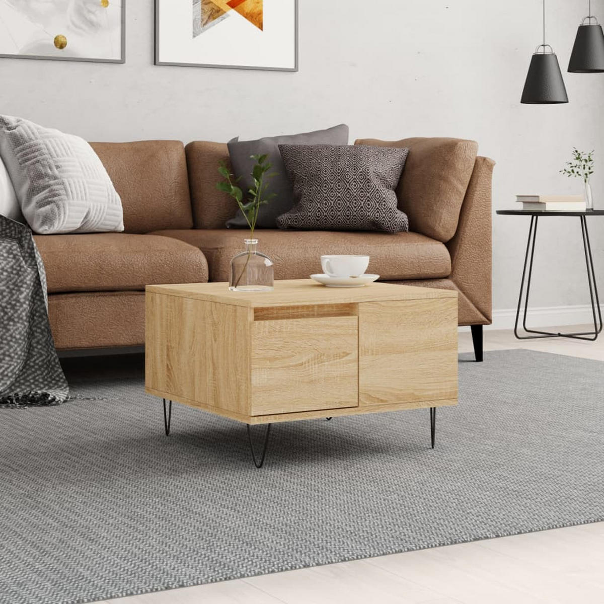 COUCHTISCH Sonoma-Eiche 55x55x36,5 cm Holzwerkstoff - Braun, Holzwerkstoff (55/55/36.5cm) - furnicato