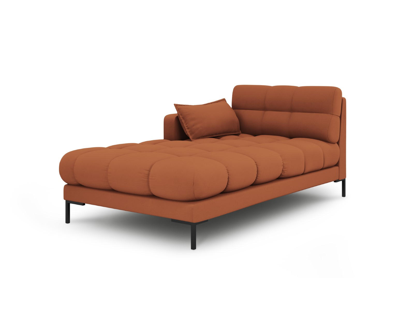 CHAISELONGUE links Mamaia aus strukturiertem Stoff ziegelstein - Braun, Textil (102/75/185cm) - Micadoni
