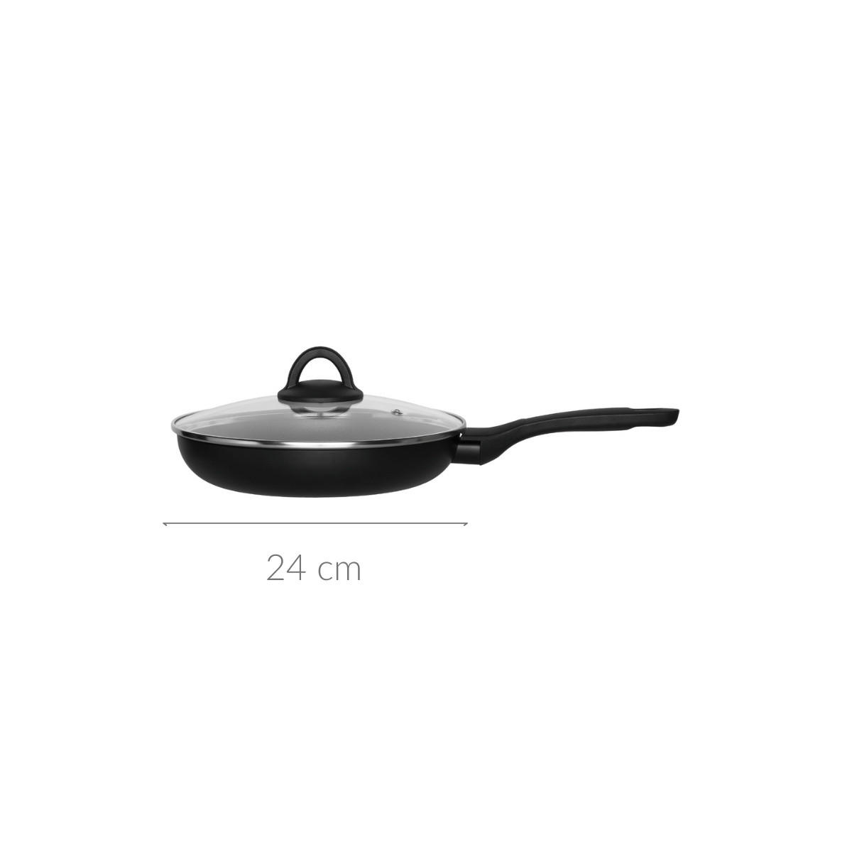 BRATPFANNE mit Glasdeckel Ø 24 cm - Schwarz, Metall (24cm)